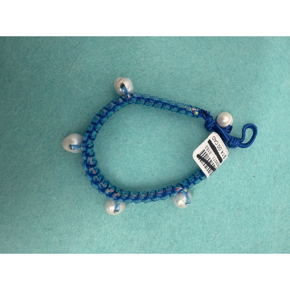 Bracelet Macrame Beads Freshwater Natural Hand Made Blue Urban Outfitters